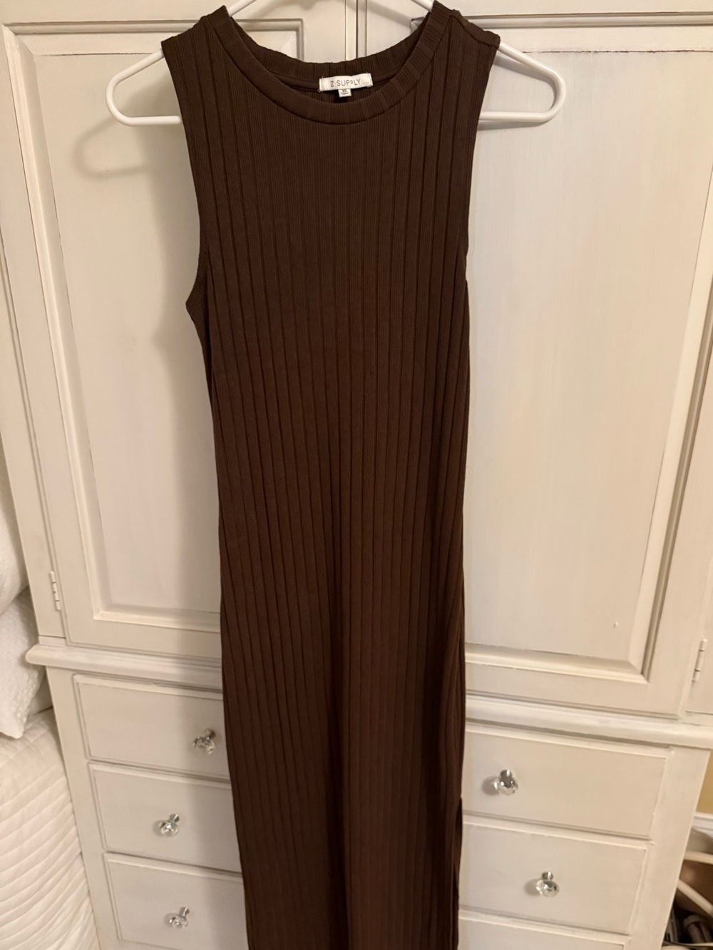 Z Supply Ribbed Knit Midi/Maxi Tank Dress – Chocolate Brown – XS